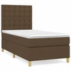 Image de vidaXL Lit boxspring avec matelas brun foncé 90x190 cm Tissu