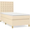 Image de vidaXL Lit boxspring avec matelas Crème 90x190 cm Tissu