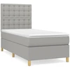 Image de vidaXL Lit boxspring avec matelas gris clair 90x200 cm Tissu