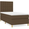 Image de vidaXL Lit boxspring avec matelas brun foncé 100x200 cm Tissu