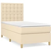 Image de vidaXL Lit boxspring avec matelas Crème 100x200 cm Tissu