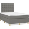 Image de vidaXL Lit boxspring avec matelas gris foncé 120x200 cm Tissu