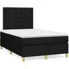 Image de vidaXL Lit boxspring avec matelas noir 120x200 cm Tissu