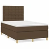 Image de vidaXL Lit boxspring avec matelas brun foncé 120x200 cm Tissu