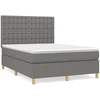 Image de vidaXL Lit boxspring avec matelas gris foncé 140x190 cm Tissu