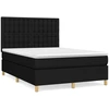 Image de vidaXL Lit boxspring avec matelas noir 140x190 cm Tissu