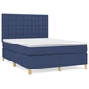 Image de vidaXL Lit boxspring avec matelas bleu 140x190 cm Tissu