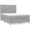 Image de vidaXL Lit boxspring avec matelas gris clair 140x200 cm Tissu