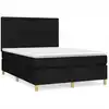 Image de vidaXL Lit boxspring avec matelas noir 140x200 cm Tissu