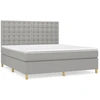Image de vidaXL Lit boxspring avec matelas gris clair 160x200 cm Tissu