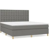 Image de vidaXL Lit boxspring avec matelas gris foncé 160x200 cm Tissu