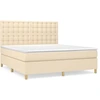 Image de vidaXL Lit boxspring avec matelas Crème 160x200 cm Tissu