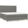 Image de vidaXL Lit boxspring avec matelas gris foncé 180x200 cm Tissu