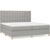 Image de vidaXL Lit boxspring avec matelas gris clair 200x200 cm Tissu