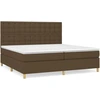 Image de vidaXL Lit boxspring avec matelas brun foncé 200x200 cm Tissu