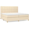 Image de vidaXL Lit boxspring avec matelas Crème 200x200 cm Tissu