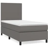 Image de vidaXL Lit boxspring avec matelas Gris 90x200 cm similicuir