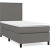 Image de vidaXL Lit boxspring avec matelas Gris 100x200 cm similicuir