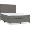 Image de vidaXL Lit Boxspring avec matelas Gris 140x200 cm Similicuir