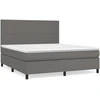 Image de vidaXL Lit boxspring avec matelas Gris 160x200 cm simili-cuir