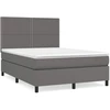 Image de vidaXL Lit boxspring avec matelas Gris 140x190 cm Similicuir