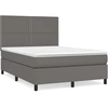 Image de vidaXL Lit Boxspring avec matelas Gris 140x200 cm Similicuir