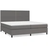 Image de vidaXL Lit boxspring avec matelas Gris 200x200 cm simili-cuir