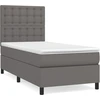 Image de vidaXL Lit boxspring avec matelas Gris 90x200 cm similicuir