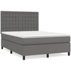 Image de vidaXL Lit Boxspring avec matelas Gris 140x200 cm Similicuir