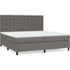 Image de vidaXL Lit boxspring avec matelas Gris 200x200 cm simili-cuir