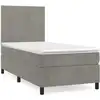 Image de vidaXL Lit boxspring avec matelas gris clair 90x200 cm velours