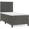 Image de vidaXL Lit boxspring avec matelas gris foncé 100x200 cm velours