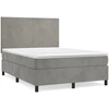 Image de vidaXL Lit boxspring avec matelas gris clair 140x190 cm velours