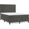 Image de vidaXL Lit boxspring avec matelas gris foncé 140x190 cm velours