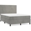 Image de vidaXL Lit boxspring avec matelas gris clair 140x200 cm velours