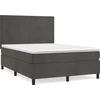 Image de vidaXL Lit boxspring avec matelas gris foncé 140x200 cm velours