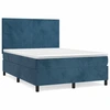 Image de vidaXL Lit boxspring avec matelas bleu foncé 140x200 cm velours