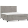 Image de vidaXL Lit boxspring avec matelas gris clair 160x200 cm velours