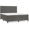 Image de vidaXL Lit boxspring avec matelas gris fonc © 160x200 cm velours