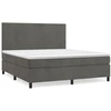 Image de vidaXL Lit boxspring avec matelas gris foncé 180x200 cm velours