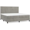Image de vidaXL Lit boxspring avec matelas gris clair 200x200 cm velours