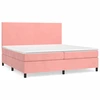 Image de vidaXL Lit boxspring avec matelas rose 200x200 cm velours