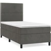 Image de vidaXL Lit boxspring avec matelas gris foncé 90x190 cm velours