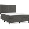 Image de vidaXL Lit boxspring avec matelas gris foncé 140x190 cm velours