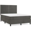 Image de vidaXL Lit boxspring avec matelas gris foncé 140x200 cm velours