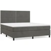Image de vidaXL Lit boxspring avec matelas gris foncé 160x200 cm velours