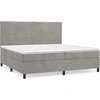 Image de vidaXL Lit boxspring avec matelas gris clair 200x200 cm velours