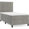 Image de vidaXL Lit boxspring avec matelas gris clair 90x190 cm velours