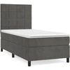Image de vidaXL Lit boxspring avec matelas gris foncé 90x200 cm velours