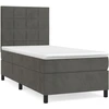 Image de vidaXL Lit boxspring avec matelas gris foncé 100x200 cm velours